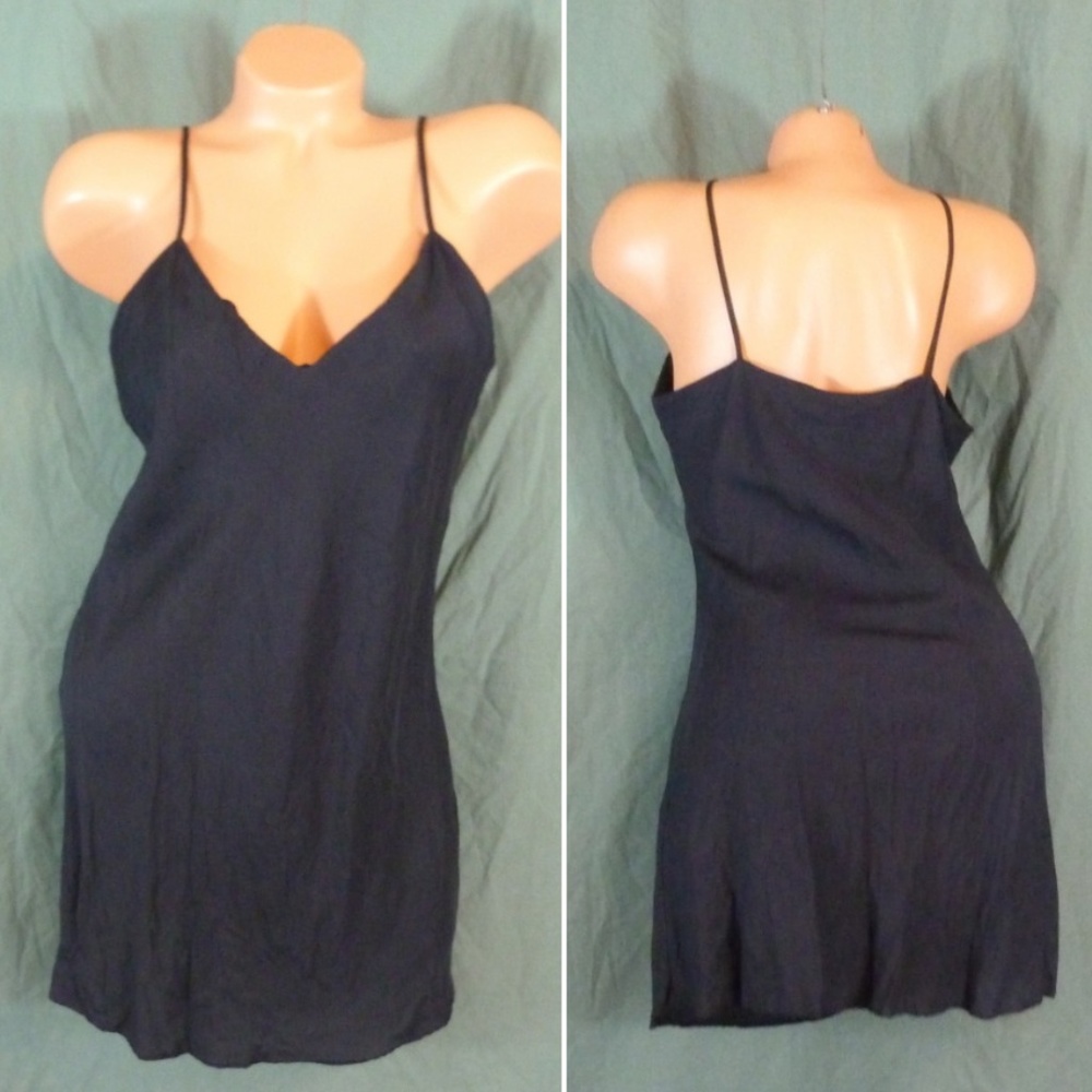 Silx By August Silk Large Black Silk Chemise Gown